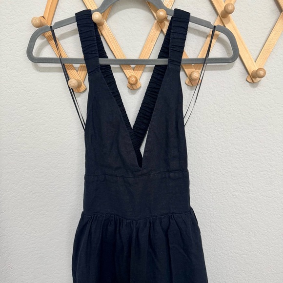 Abercrombie & Fitch Black Linen Blend Scrunchie Mini Dress Size M - Picture 4 of 10